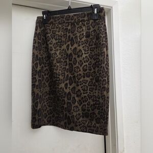 Suede Leopard Print Pencil Skirt -